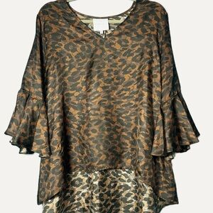Laroque Original leopard print 100% silk top OS one size